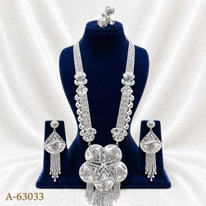 Ensemble de bijoux ethniques en gros pour femmes, collier et boucles d'oreilles tendance plaqués or avec zircon, ensemble de mariage A-63032 - Product Image 2