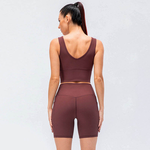 Conjunto Deportivo de Top Corto y Pantalones Cortos para Mujer, Tallas Grandes, Ropa Deportiva, Conjunto de Yoga - Product Image 5
