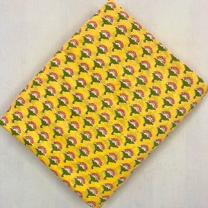 Vintage Women Yellow Cotton Floral Block Print <b>Dress</b> With Puff Sleeve <b>Loose</b> Fit V-Neck Casual Summer <b>Dress</b> - Product Image 4