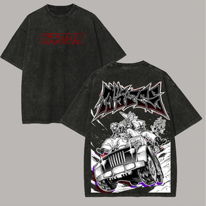 Custom OEM ODM Oversized Streetwear Graphic <b>T</b> Shirt Japanese Anime Fish Illustration <b>Back</b> Print 100% Cotton Loose Fit - Product Image 1