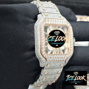 นาฬิกาข้อมือผู้ชาย ICELOOK หรูหรา สไตล์วินเทจ หน้าปัดสี่เหลี่ยม ตัวเรือนสแตนเลส สายแบบอนาล็อก กระจกแซฟไฟร์ ขนาด 20 มม. ดีไซน์โปร่ง ฝาพับ - Product Image 2