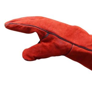 ถุงมือหนังวัวป้องกันความร้อนทนสีแดง,ถุงมือทำงานสำหรับช่างเชื่อมเพื่อความปลอดภัยยาว - Product Image 5