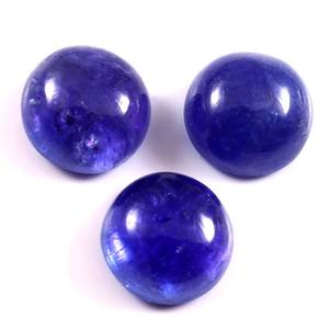 Lote al por mayor de gemas sueltas calibradas de tanzanita azul natural AAA+ de 6x6 mm, cabujón redondo de base plana para fabricación de joyas - Product Image 1