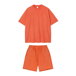Nouvel Arrivage Vente en Gros en Ligne 2026 Ensemble Short d'Été Homme Streetwear 100% Coton Délavé à l'Acide Deux Pièces Imprimé pour Homme - Product Image 5