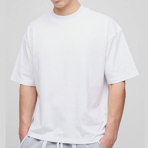 T-shirt blanc en coton pour homme, 230g, col rond, anti-boulochage, manches courtes, coupe décontractée, motif lettres, style formel, vente en gros - Product Image 1