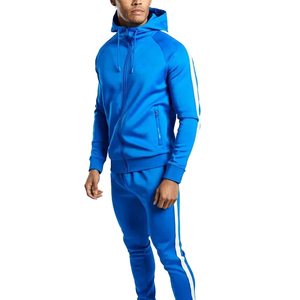 Men’s Royal Blue Tracksuit Full <b>Zip</b> <b>Hooded</b> Jacket Jogger Pants Two Piece Athletic Sportswear Streetwear Sweatsuit Set - Product Image 1
