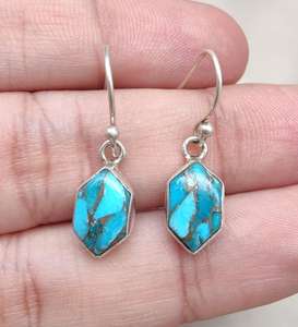 Pendientes de Plata de Ley 925 con Turquesa Azul Cobre, Estilo Art Deco, Certificados por IGI, Regalo de Boda, Joyería para Mujer, Venta al Por Mayor OEM - Product Image 2