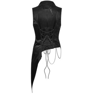 Chaleco gótico steampunk irregular para hombre con cadena asimétrica y alas de murciélago - Negro - Product Image 2