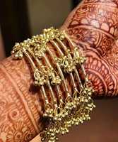 Bracelets Ghungroo Jhumki dorés du Cachemire, brillants, pour mariage et fêtes, prix de gros premium