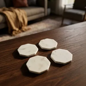 High Demand <b>Marble</b> <b>Coasters</b> Set Premium Waterproof Heat Resistant Stone <b>Coasters</b> for Coffee Cups Glasses Home Kitchen - Product Image 3