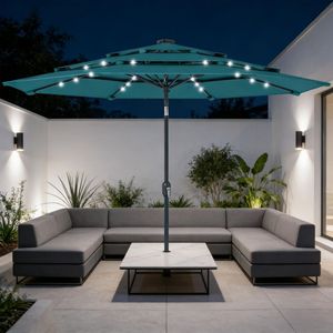 Ombrellone da Esterno 2.5m/2.7m di Diametro per Cortile, Ristorante, Spiaggia, Giardino - Ombrellone Durevole in PE e Poliestere per Spiaggia e Giardino - Product Image 3