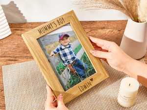Personalized Wooden Photo <b>Frame</b> Laser Engraved Name <b>Frame</b> <b>Oak</b> Finish Tabletop Wall Mount Wedding Birthday Gift - Product Image 1