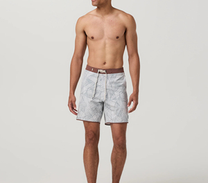 Short de bain pour homme à séchage rapide et écologique avec taille ajustable, motif floral tendance, en polyester/spandex coloré - Product Image 1