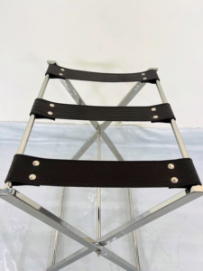 Foldable Modern Luxury Stainless Steel Luggage Rack <b>Suitcase</b> Stand <b>Light</b> Grey Hotel Furniture for Lobby Bedroom Guest Rooms - Product Image 5