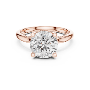 Anillo de Compromiso Solitario Redondo Brillante con Incrustaciones Laterales de Diamantes, Oro de 14K y 18K, Platino, Venta al Por Mayor - Product Image 2