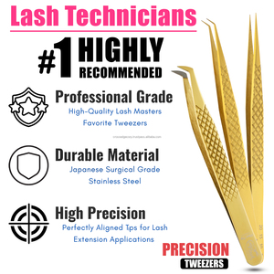 Custom Gold fiber tip lash extension tweezers eyelash extensions Beauty <b>Tools</b> lash isolation false eyelash extension tweezers - Product Image 3