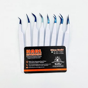 Juego de extensión de pestañas de Material de acero inoxidable personalizado, herramientas de ventilador de volumen, pinzas de punta de fibra de uso de cejas de colores blancos de Plasma azul - Product Image 2
