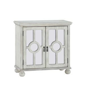 Credenza Moderna in Stile Tradizionale Bianco Antico, Mobile Classico con Specchio e Maniglie Pendenti, Arredamento in Legno per Soggiorno - Product Image 3