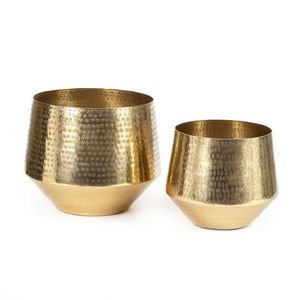 Macetas redondas decorativas de metal martillado dorado para uso en interiores y exteriores, macetas de metal para flores, macetas decorativas para el hogar - Product Image 4