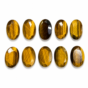Piedras sueltas de ojo de tigre natural de alta calidad, cabujón ovalado facetado, venta al por mayor para la fabricación de anillos, pendientes y colgantes. - Product Image 6
