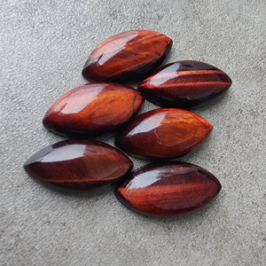 Cabujón de Ojo de Tigre Rojo Natural, Forma Marquesa, Parte Posterior Plana, Gema Calibrada para Joyería - Product Image 6