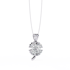 Collier pendentif trèfle à quatre feuilles en diamant de laboratoire certifié IGI, or blanc, bijoux fins pour cadeau, mariage, fête - Product Image 4