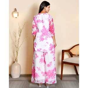 Haut décontracté en velours côtelé à fleurs Angelina XS avec manches trois-quarts, ensemble en velours côtelé à fleurs rose - Product Image 6