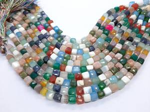 Cuentas de piedras preciosas semipreciosas facetadas en forma de cubo, mezcla natural AAA, 6-6.5 mm, corte disco, cubo 3D, cuentas sueltas de 9 pulgadas para la fabricación de joyería. - Product Image 5