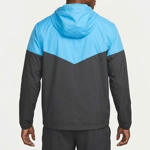 Fresh Design Men's Blue <b>Black</b> Colorblock Hooded <b>Windbreaker</b> Jacket Lightweight Full Zip Running Training Outdoor Coat - Product Image 6