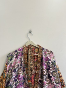 เสื้อคลุมกิโมโนหลากสีสไตล์โบโฮแบบต่อผ้า  แบบเปิดด้านหน้า - Product Image 4