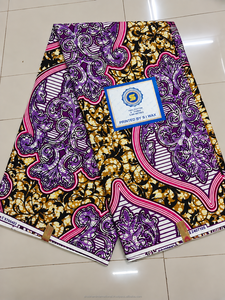 Orange Blue Luxury Dobby Wax Print Fabric with Ornate Floral Paisley Pattern Eco-Friendly <b>for</b> African Dresses <b>Curtains</b> & Toys - Product Image 6