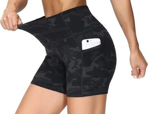 Shorts Deportivos de Cintura Alta con Estampado de Camuflaje para Mujer, con Bolsillos, de Secado Rápido, Tejido de Spandex y Poliéster, Ropa Deportiva - Product Image 5