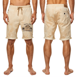 Pantalones Cortos de Felpa Francesa con Lavado Ácido y Diseño de Bordado de Montaña para Hombre, Ropa Casual, Más Vendidos - Product Image 4