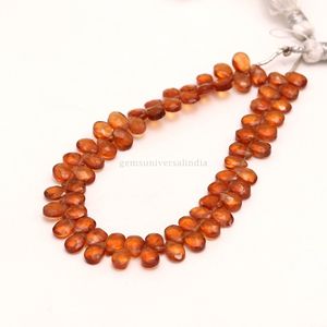 Perles de grenat Hessonite naturel facettées en forme de poire 5MM 7MM, perles de grenat Briolette, prix de gros, lot de 6 pouces pour la fabrication de bijoux - Product Image 2