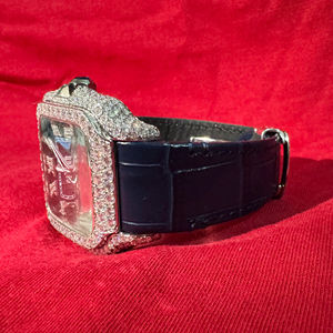 Montre de luxe en moissanite avec affichage de la date, montre à quartz sertie de diamants, bracelet en cuir, montre automatique pour homme, logo OEM - Product Image 1