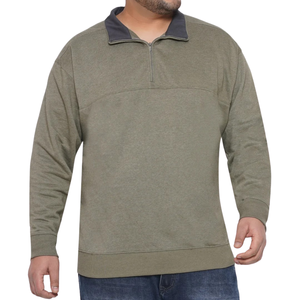 Sudadera Casual de Hombre Tallas Grandes, Tejida a Cuadros, Ajuste Regular, Spandex/Poliéster, Verde Oliva Oscuro, Media Cremallera, ODM - Product Image 4