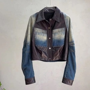 Men's Casual Coated Denim <b>Jacket</b> Distressed Frayed Hem Zipper Front Vintage Western <b>Trucker</b> Style Eco-Friendly Windproof Autumn - Product Image 6