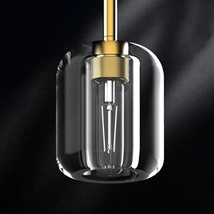 Lampadario a sospensione moderno di lusso a 6 luci in cristallo dorato per isola cucina e sala da pranzo, lampadina E12 da 5,11 pollici - Product Image 1