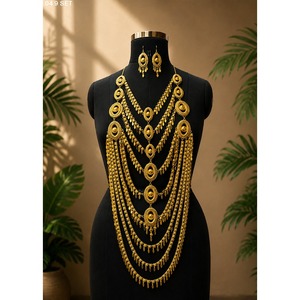 Exquisito Juego de Joyería Bohemia para Mujer, Chapado en Oro y Cobre, para Boda, Compromiso o Fiesta, Collar y Aretes con Borlas de Filigrana Dorada - Product Image 5