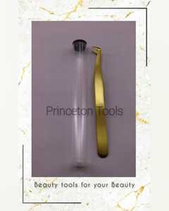 Precision Gold Color Stainless Steel Anti-Static <b>Eyelash</b> Tweezers with Smooth Tips for Volume Lash <b>Application</b> - Product Image 2