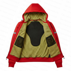 Custom Full Zip Men Reflective Motorcycle Armored Hoodie Kevlar Lined Winter <b>Biker</b> Riding Protective <b>Jacket</b> With Level 2 Armours - Product Image 3