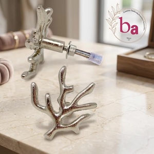 Boutons en fonte de haute qualité au design industriel, finition argentée, en forme de branche de corail, pour armoires de cuisine, tiroirs de commode, salon - Product Image 1