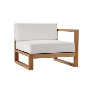 Sofá de Exterior Moderno Zaro de Teca Sólida, Conjunto de Jardín de Tres Plazas, Cojines Impermeables, Muebles para Patio - Product Image 4