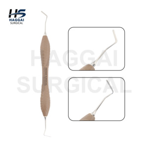 Instrumento Compuesto Applica de Doble Punta con Mango de Silicona Tan, Herramienta Dental Restauradora de Acero Inoxidable Antiadherente, CE - Product Image 1