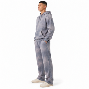 Conjunto Deportivo de Dos Piezas Unisex con Capucha y Pantalones de Felpa Gruesa 100% Algodón con Lavado Ácido, al Mejor Precio, para Invierno, Ropa Urbana, Gimnasio y Entrenamiento - Product Image 1