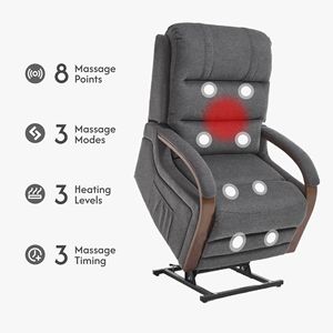 Poltrona Reclinabile Elettrica a Doppio Motore con Funzione Massaggio e Riscaldamento, Rivestimento in Velluto Egiziano per Anziani - Product Image 3