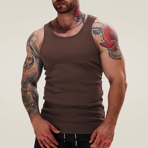 Débardeur personnalisé pour homme avec logo, col rond, couleur unie, respirant, tricoté, pour l'entraînement, vêtement de fitness décontracté - Product Image 2