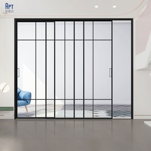 Ẩn theo dõi nội thất nhôm cửa trượt không Khung kính phân vùng hệ thống mà không cần sàn đường sắt - Product Image 4