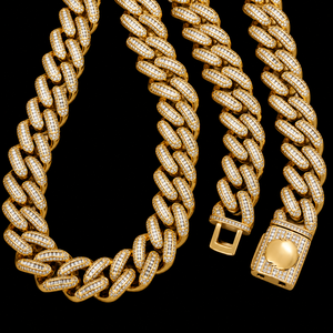 Top High Quality Man's 18K <b>Solid</b> Gold Cuban Link Chain Moissanite Diamond <b>Necklace</b> Baguette Cut Channel Setting Hip Hop Jewelry - Product Image 4