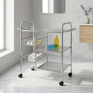 OEM 3-Tier Metal Foldable Home Organizer Best Taiwan Household Storage Furniture Kitchen Trolley with <b>Standing</b> Type Installation - Product Image 2